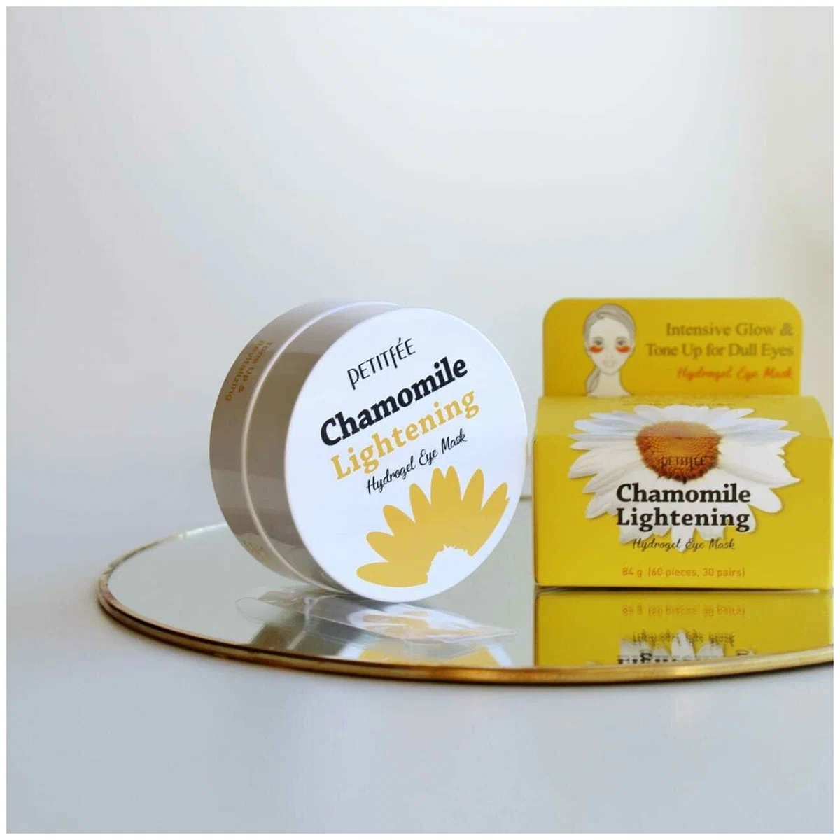 Petitfee Патчи против темных кругов с экстрактом ромашки Chamomile Lightening Hydrogel Eye Mask 60 шт.