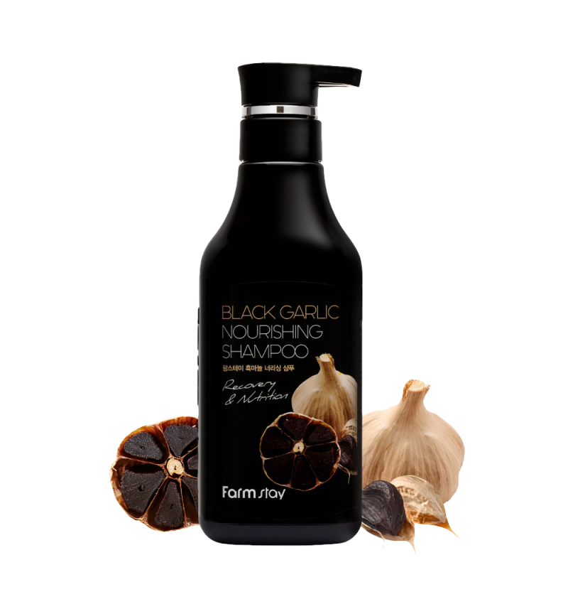 FarmStay Шампунь питательный с экстрактом чёрного чеснока / Black garlic shampoo, 530 мл.