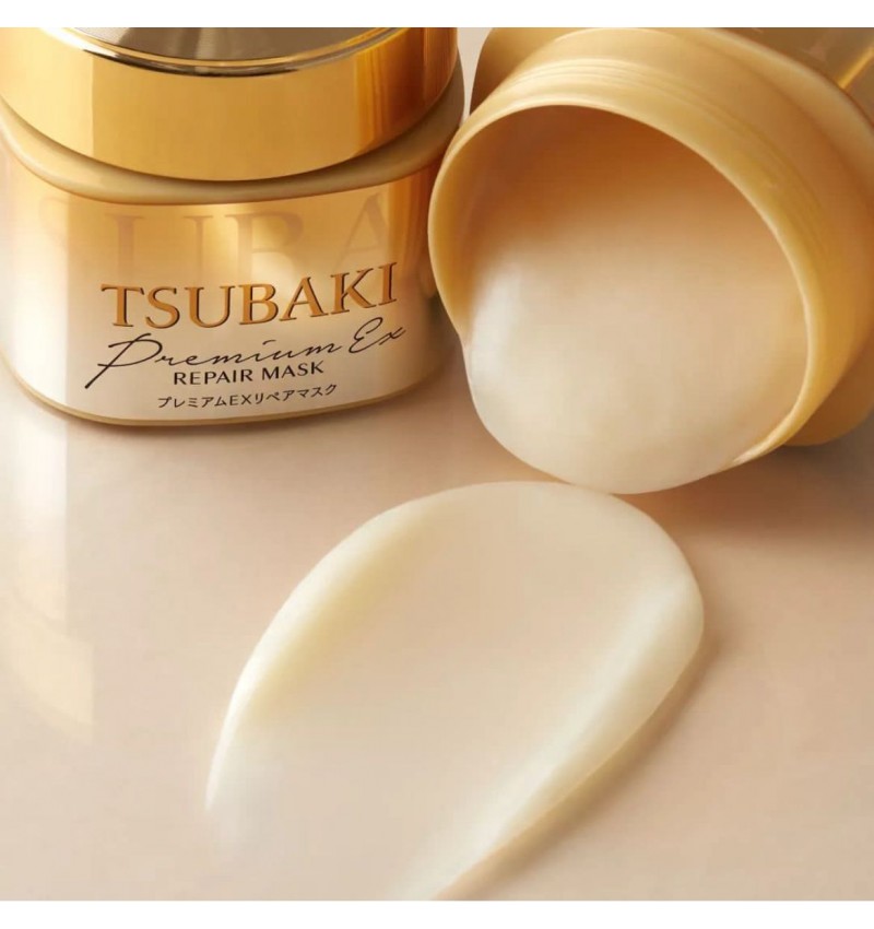 Tsubaki Восстанавливающая экспресс-маска для поврежденных волос, с маслом камелии, с ароматом камелии и фруктов, Shiseido Premium Repair Hair Mask 180 гр.