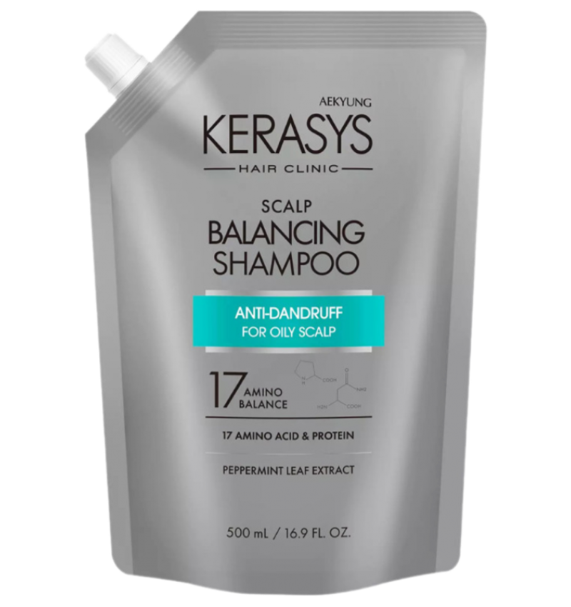 KeraSys Шампунь для волос "Лечение жирной кожи головы" Care Balancing Shampoo Anti-Dandruff for oily scalp 500 мл. запаска