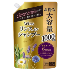 Nihon Шампунь 2 в 1 с кондиционером увлажняющий Цветочный аромат "Wins Rinse in Shampoo" 1000 мл м/у