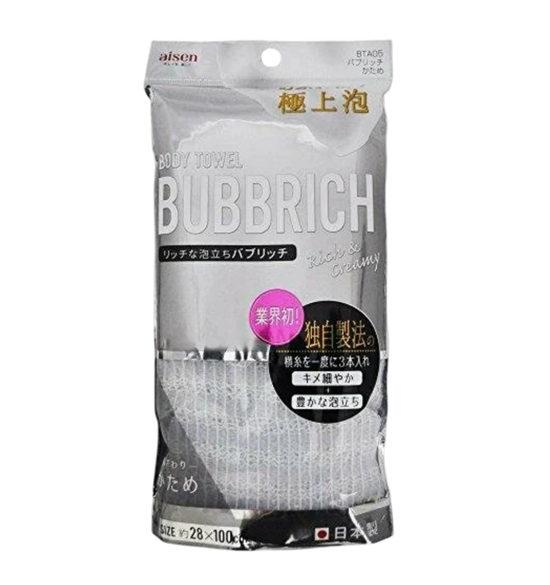 AISEN  Мочалка для тела с высоким пенообразованием "Bubbrich", жесткая, 28 х 100 см.