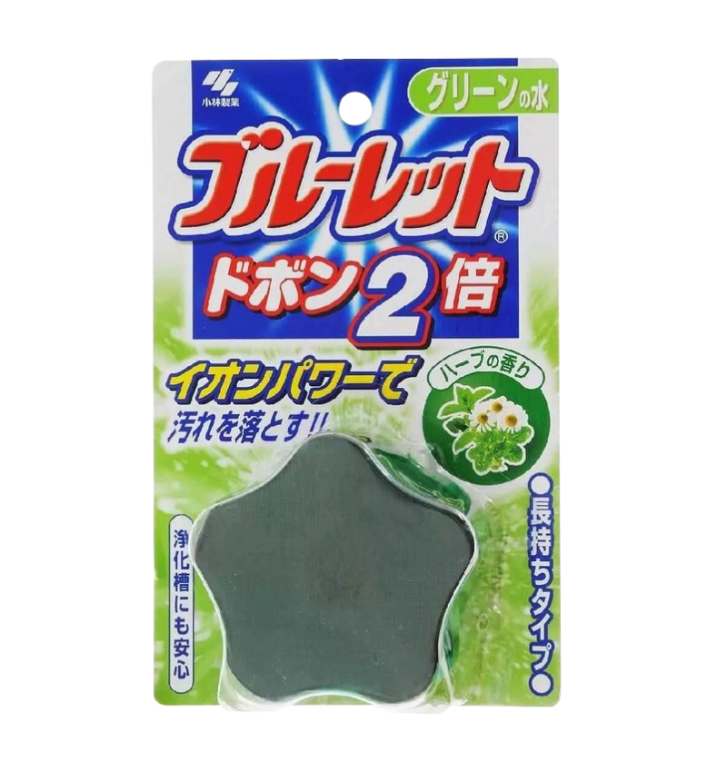 Kobayashi Двойная очищающая и дезодорирующая таблетка для бачка унитаза с эффектом окрашивания воды, аромат трав / Bluelet Dobon W, 120 гр.