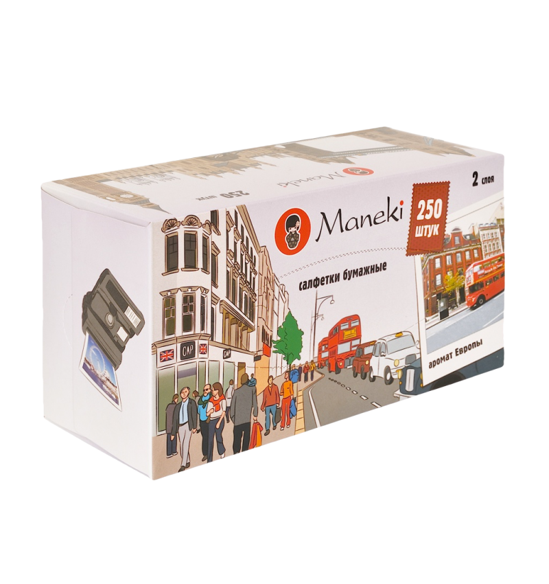 Maneki Салфетки бумажные двухслойные белого цвета "Аромат Европы" / Dream, 250 шт.