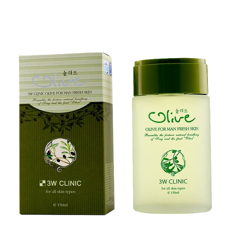 3W Clinic Мужской увлажняющий тоник для лица с экстрактом оливы / Olive For Man Fresh Skin, 150 мл.