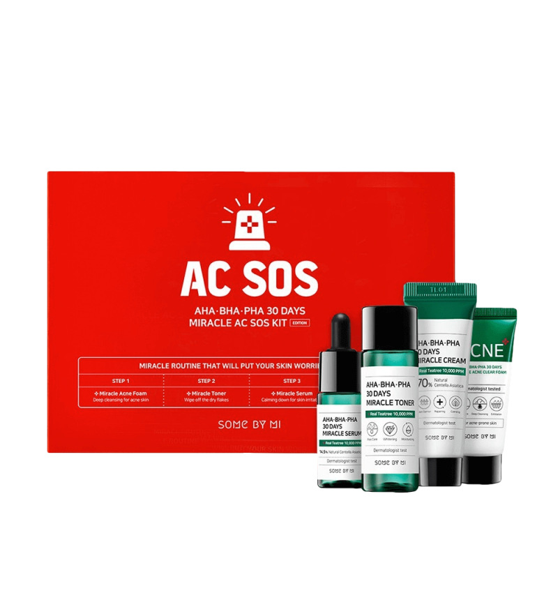 Some By Mi Набор миниатюр с кислотами для проблемной кожи / AC SOS AHA-BHA-PHA 30 Days Miracle AC SOS, 4 Set