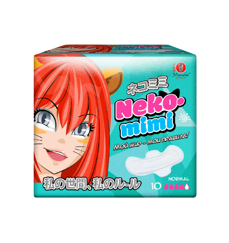 Maneki Гигиенические женские прокладки "Дневные", 24 см. / Neko-mimi, 10 шт.