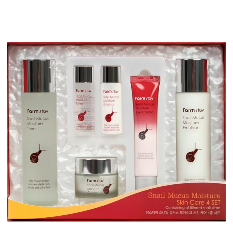 Farmstay Набор уходовых средств для лица с экстрактом улитки / Snail Mucus Moisture Skin Care, 4 Set