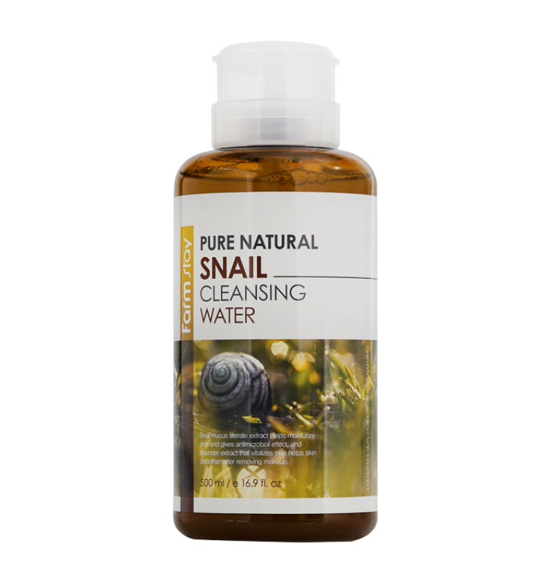 FarmStay Очищающая вода с муцином улитки / Pure Natural Snail Cleansing Water, 500 мл.