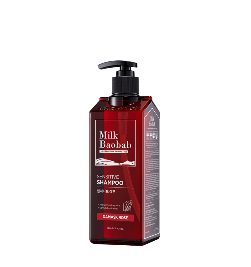 Milk Baobab Бессульфатный и бессиликоновый шампунь с ароматом дамасской розы, Sensitive Shampoo Damask Rose 500 мл