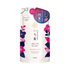 KRACIE Ichikami Smooth Care Shampoo Шампунь для поврежденных волос, разглаживающий, аромат вишни, 330гр. мягкая упаковка
