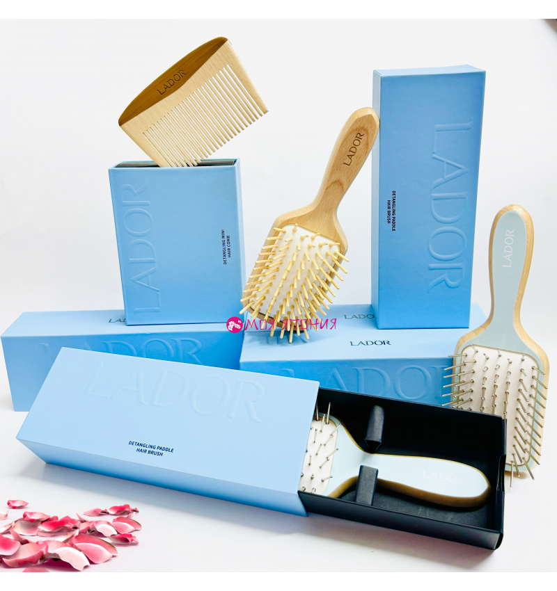 Lador Деревянная расческа гребень для волос Detangling Mini Hair Comb, 10 х 6,5 см