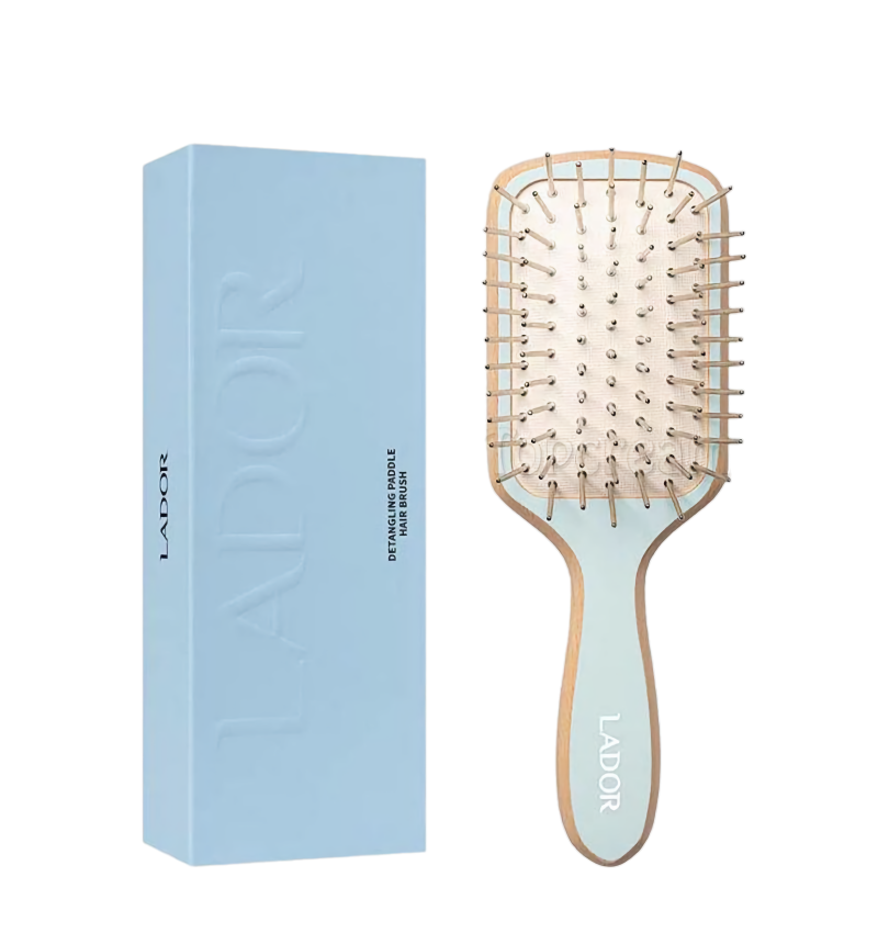 Lador Массажная деревянная расческа для распутывания волос Detangling Paddle Hair Brush Blue, 1 шт.